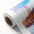 Art Deco poster of a serene Danish landscape in soft pastel colors on rolled canvas, ideal for nursery wall art.