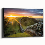 Black and white landscape art painting of Cumbria, England, printed on framed canvas, suitable for bedroom decor.