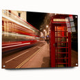 Acrylic print of London skyline in muted gray and blue tones, suitable for bedroom or dining room decor.