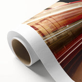 Art deco poster of London scenery on rolled canvas, featuring soft pastel shades, ideal for nursery wall art.