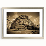 Extra large abstract art print of Piccadilly, England in textured silver frame, ideal for living room decor.