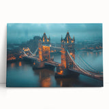 Black and white photo of Tower Bridge on stretched canvas, suitable as large kitchen wall art.