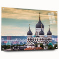 Acrylic print of a serene Estonian landscape, featuring soft blue and green hues, ideal for bedroom or dining room decor.
