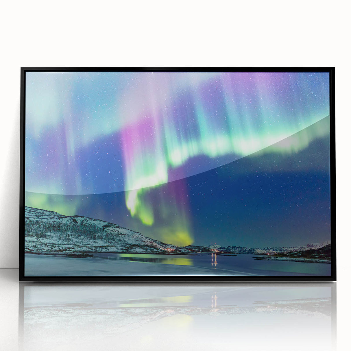 Large abstract wall art depicting a serene Finnish landscape in muted earth tones on a framed acrylic.