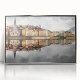 Framed acrylic print of Lyon scenery in muted earth tones, ideal for modern art wall decor.
