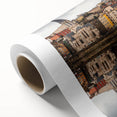 Art Deco poster of Lyon, France in muted pastel colors on rolled canvas, ideal for nursery wall art.