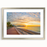 Extra large abstract art print of a textured European scenery in muted tones, framed with a silver mat.