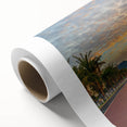 Art Deco style poster of Nice, France in pastel shades on rolled canvas, suitable for nursery wall art or dining room decor.