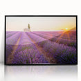 Large abstract wall art depicting a serene Provence landscape in muted earth tones, framed in black acrylic.
