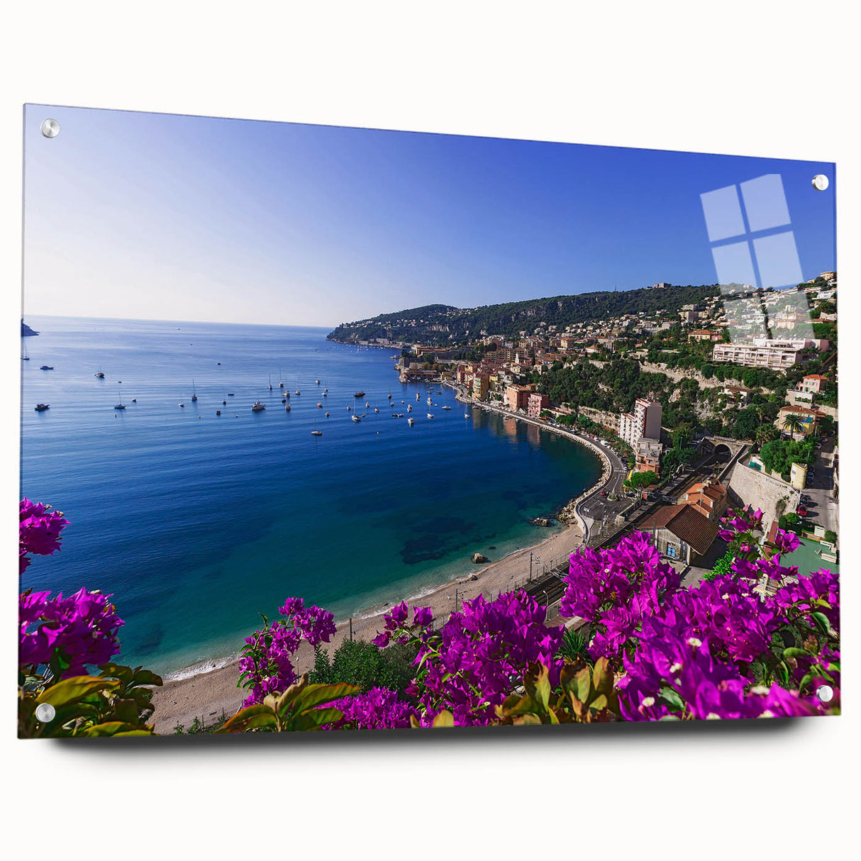 Acrylic print of a large abstract depiction of a southern French landscape in muted earth tones.
