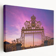 Side view of a large stretched canvas depicting the Versailles scenery in muted earth tones, suitable for kitchen wall art.