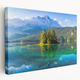 Panoramic view of Bavarian landscape on large stretched canvas, with lush green tones, ideal for kitchen wall art.