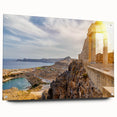 Acrylic print of Athens scenery featuring muted earth tones, ideal for dining room decor.
