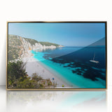 Acrylic print of Rhodes, Greece, with art deco design in gold tones, ideal for modern art wall decor.