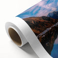 Art Deco style poster of a Greenland scenery in muted greens and blues on rolled canvas, ideal for nursery wall art.