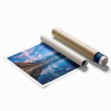 Extra large rolled print of a Greenland landscape with muted green and blue tones, suitable for classy bathroom wall art.
