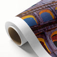 Art deco poster of the Colosseum in muted earth tones on rolled canvas, suitable for dining room decor.