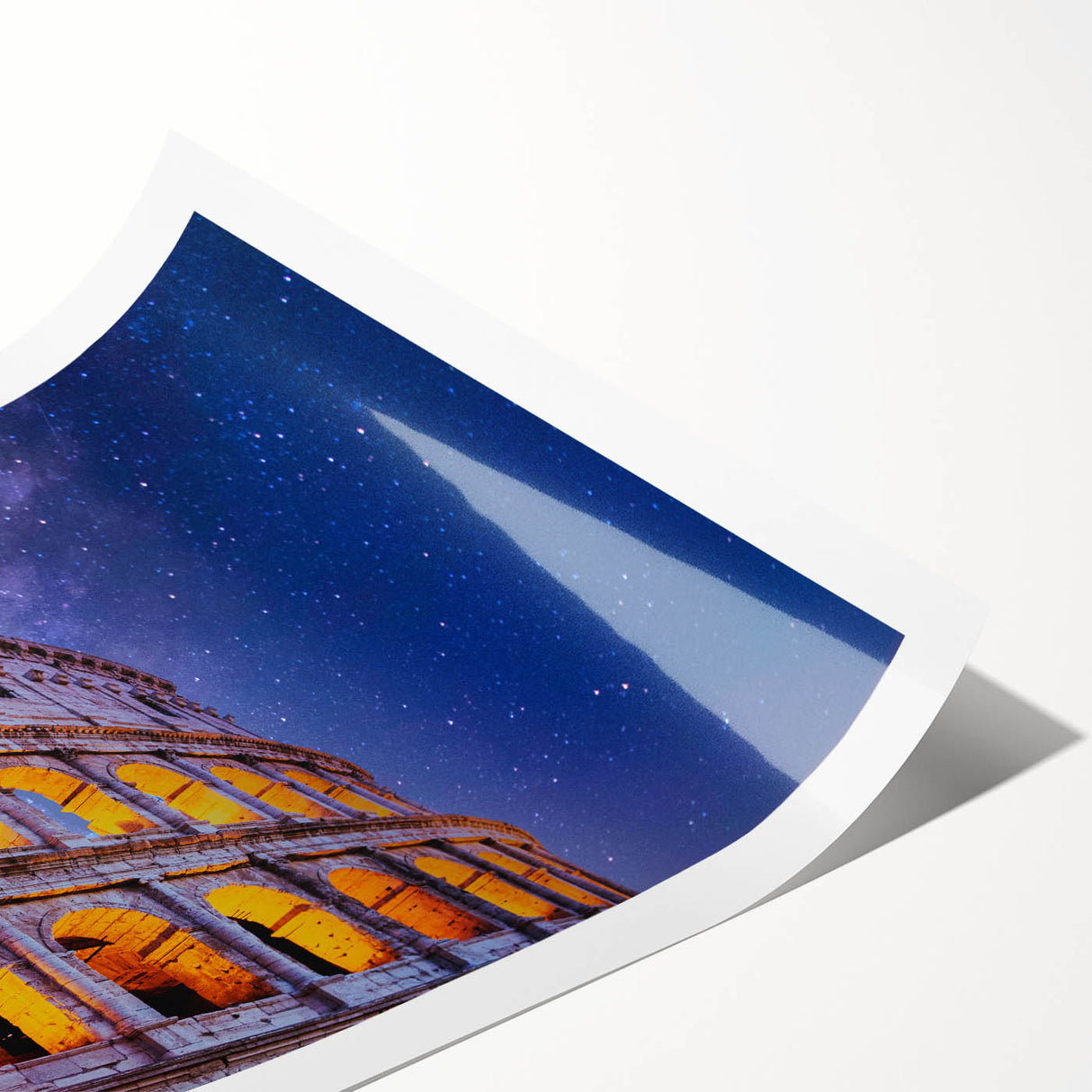 Extra large wall art of the Colosseum in muted earth tones on a rolled canvas, suitable for large living room decor.