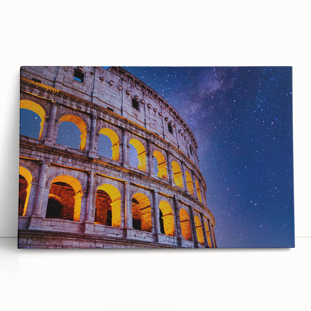 Black and white print of the Colosseum on stretched canvas, ideal for kitchen wall art.