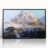 Large abstract wall art of the Dolomites in muted earth tones on a framed acrylic, suitable for modern art wall decor.