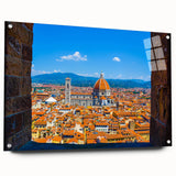 Acrylic print of Florence scenery in muted earth tones, suitable for dining room décor.