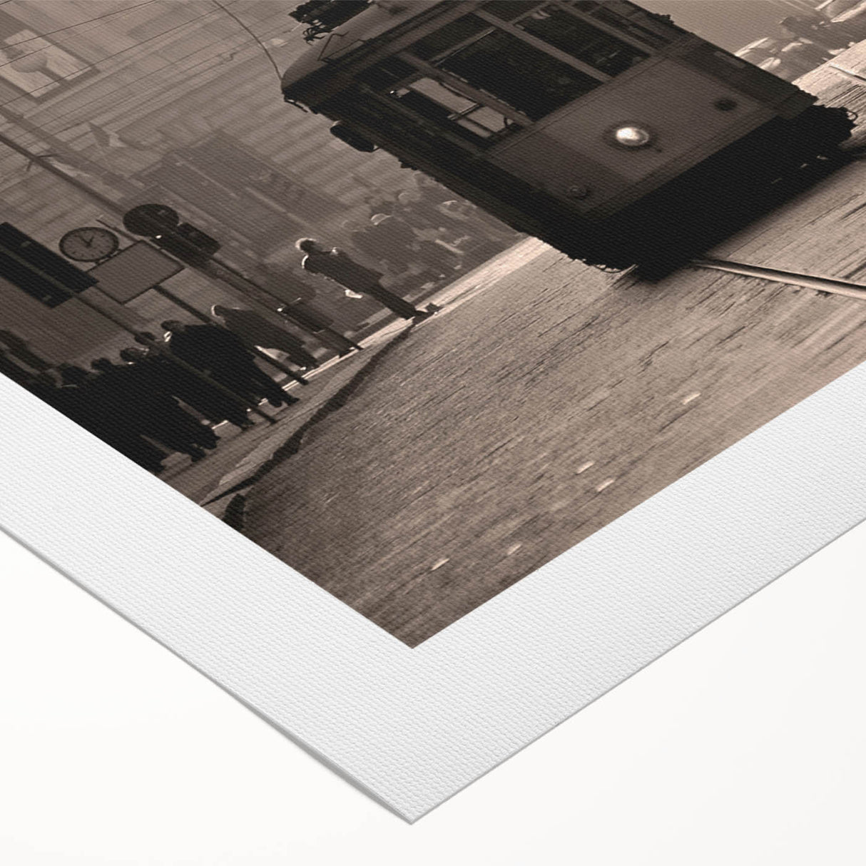 Art deco poster of Milan scenery in muted earth tones on rolled canvas, suitable for dining room decor.