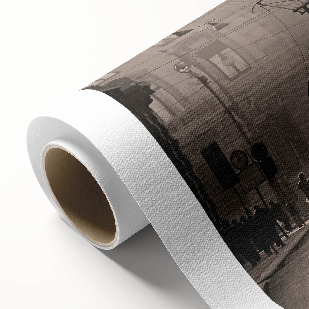 Art Deco poster of Milan scenery on rolled canvas, featuring pastel shades, ideal for nursery wall art or dining room decor.