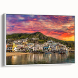 Vintage poster art of Naples, Italy, featuring colorful scenery on extra large framed canvas, ideal for living room decor.