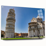 Acrylic print of Pisa, Italy, featuring a large abstract design in muted earth tones, ideal for dining room decor.