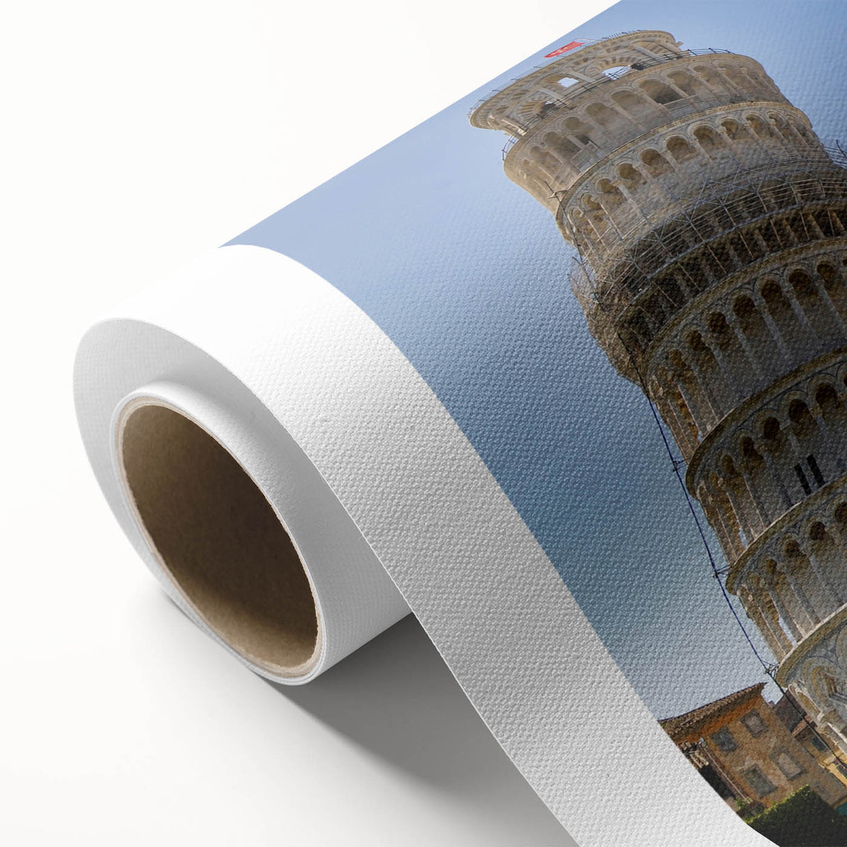 Art Deco poster of the Leaning Tower of Pisa in pastel shades on rolled canvas, ideal for nursery wall art.