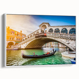 Vintage poster art of Venice with colorful imagery on a framed canvas, ideal for living room decor.