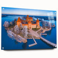 Large abstract wall art of a European scenery in Lithuania, depicted in muted tones on acrylic glass.