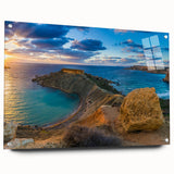 Acrylic print of a European Malta landscape in muted earth tones, suitable for dining room or bedroom decor.