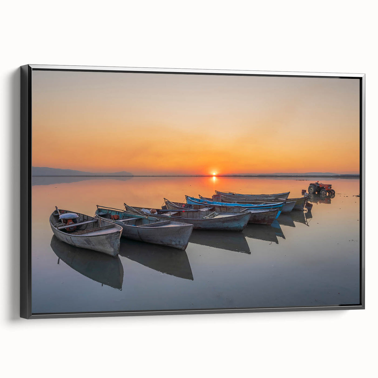 Black and white framed canvas of a vintage Mediterranean landscape, ideal for bedroom wall decor.