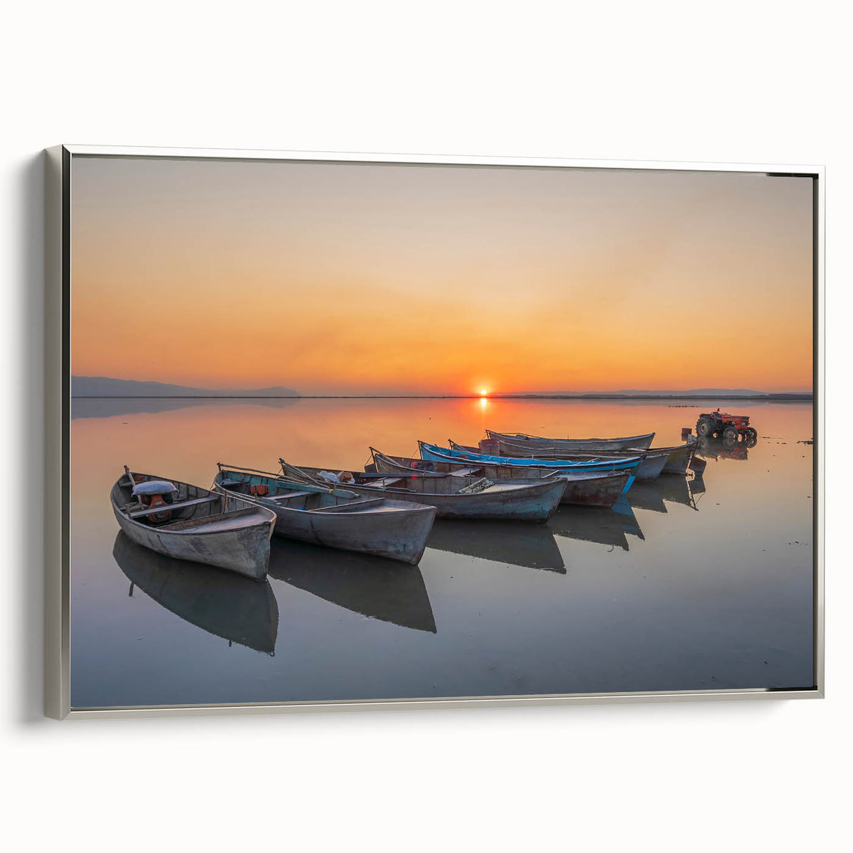 Framed canvas of a vintage Mediterranean landscape painting in vibrant colors, ideal for living room decor.