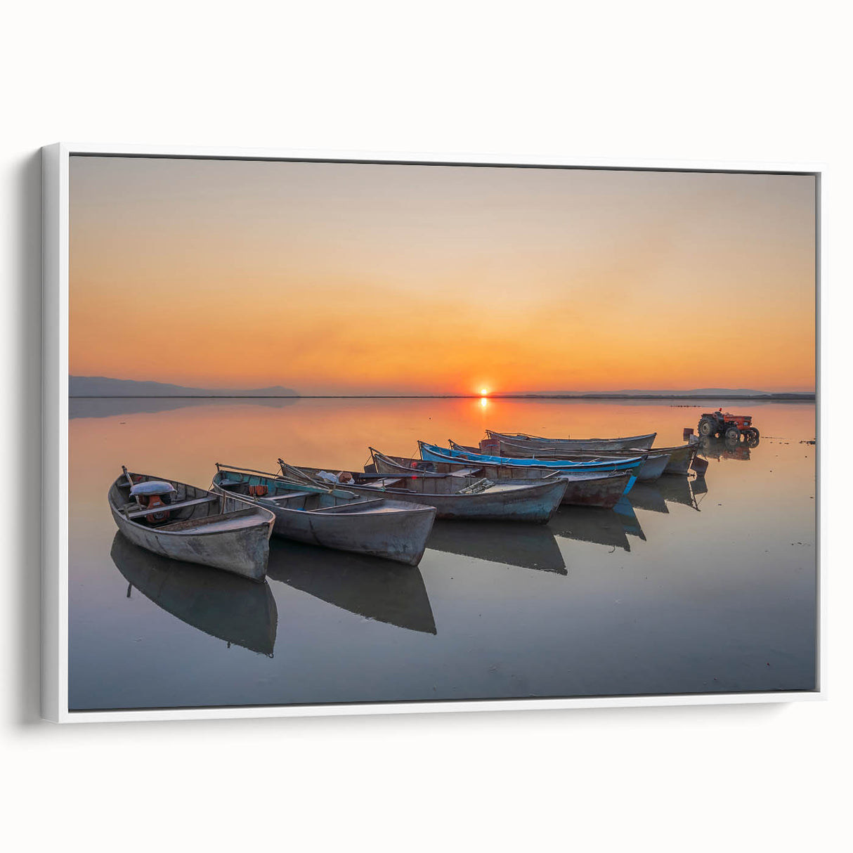 Vintage poster art of the Mediterranean Sea on a framed canvas, featuring vibrant blue and white tones.