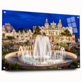Acrylic print of a Monaco landscape in muted blue and green shades, suitable for bedroom or dining room decor.