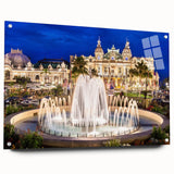 Acrylic print of a Monaco landscape in muted blue and green shades, suitable for bedroom or dining room decor.