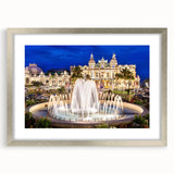 Extra large abstract art print of Monaco scenery in textured style, silver-framed with mat, ideal for living room decor.
