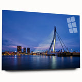 Acrylic print of a European landscape in muted green and blue tones, ideal for bedroom or dining room art.