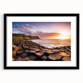 Colorful abstract art print of a textured Northern Ireland scenery on a large framed canvas, suitable for living room decor.