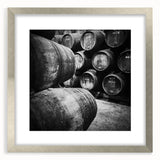 Extra large abstract art print of Porto scenery in muted earth tones on framed canvas, ideal for living room decor.