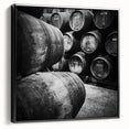 Black and white landscape art painting of Porto, Portugal on framed canvas, ideal for bedroom wall decor.