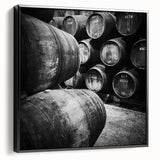 Black and white landscape art painting of Porto, Portugal on framed canvas, ideal for bedroom wall decor.