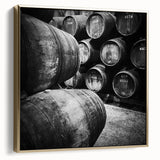 Framed canvas of Porto landscape in silver and gold tones, ideal for bedroom wall art.