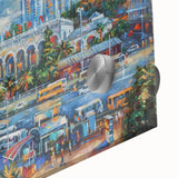 Large abstract wall art depicting Sochi, Russia, in mid-century modernist style on acrylic glass, ideal for dining room art.