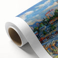 Art Deco style poster of Sochi, Russia, with pastel shades on rolled canvas, ideal for nursery wall art.
