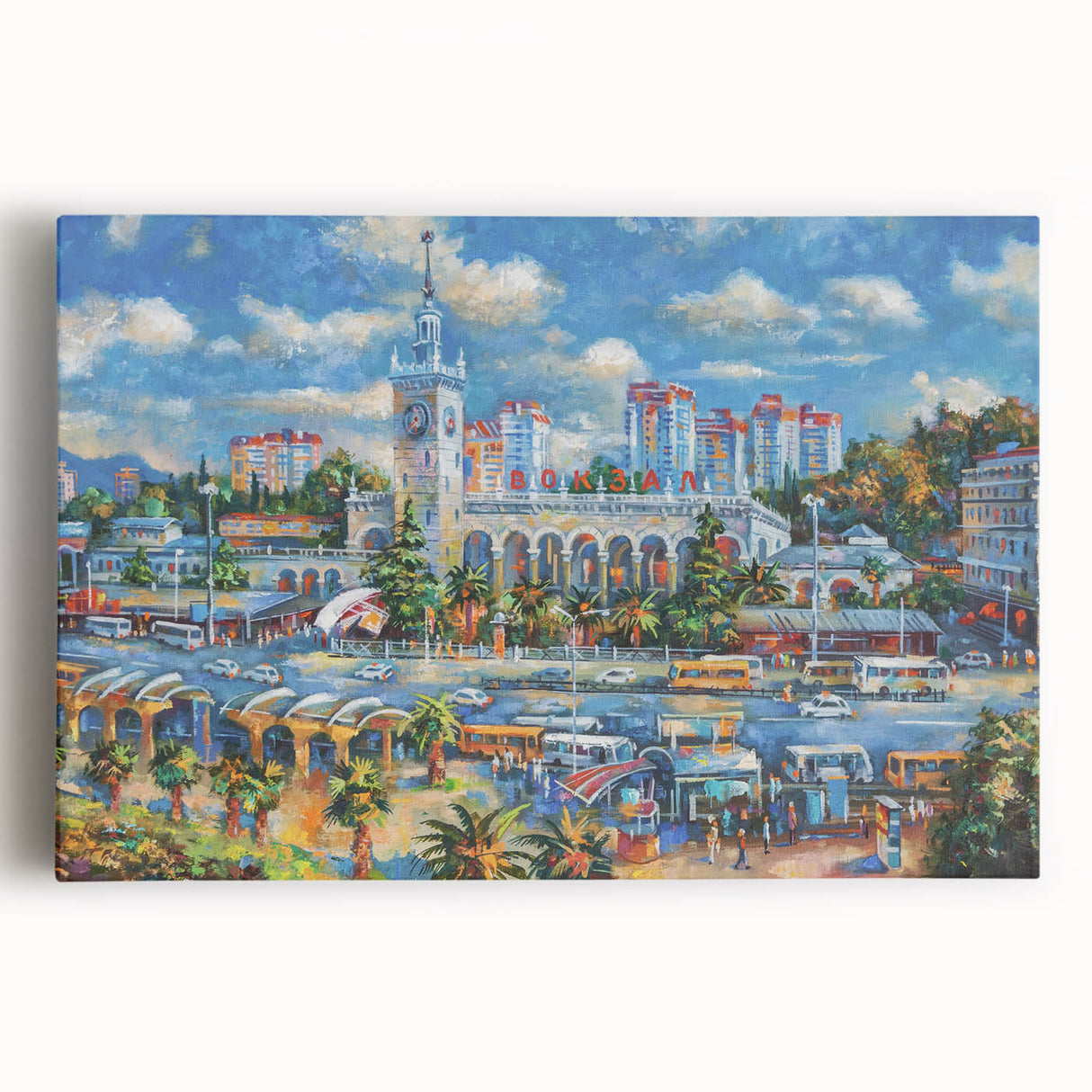 Black and white photograph of Sochi on stretched canvas, ideal for kitchen wall art or bedroom ambiance.