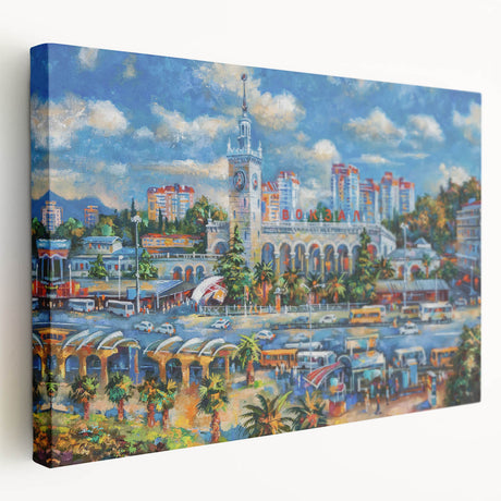 Large canvas print of Sochi landscape in muted earth tones, suitable for kitchen wall art.