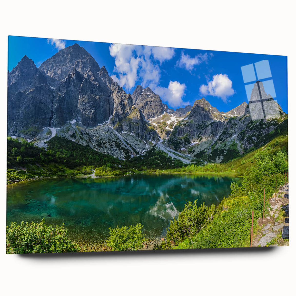 Large abstract acrylic print of a Slovakian landscape in muted earth tones, ideal for bedroom or dining room art.